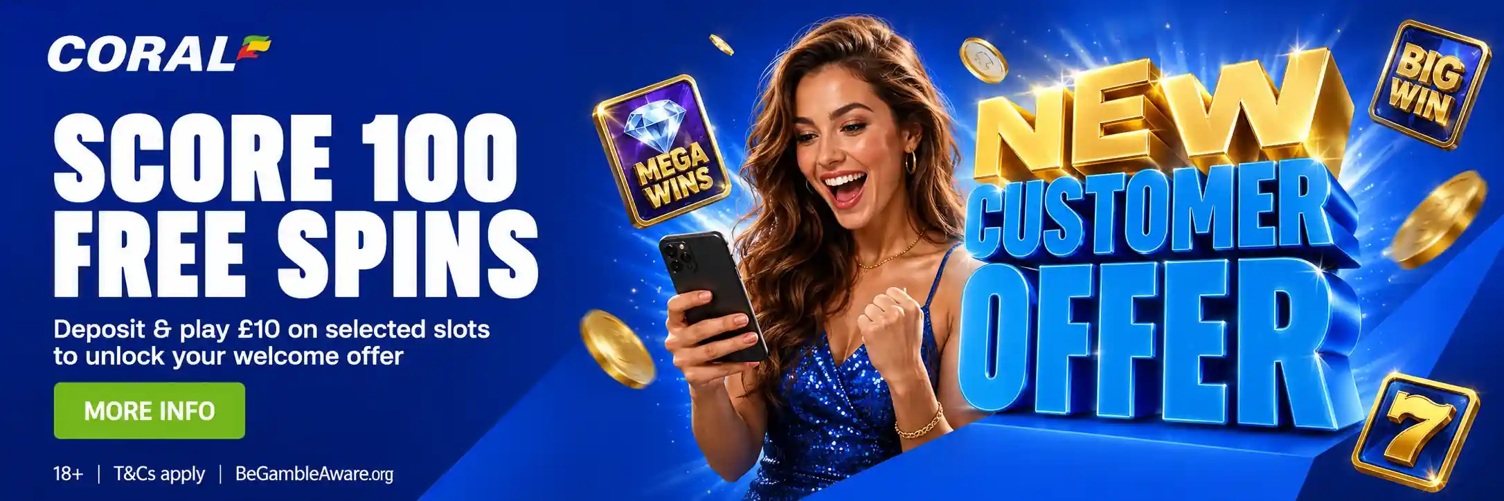 Woman celebrating 100 free spins welcome offer