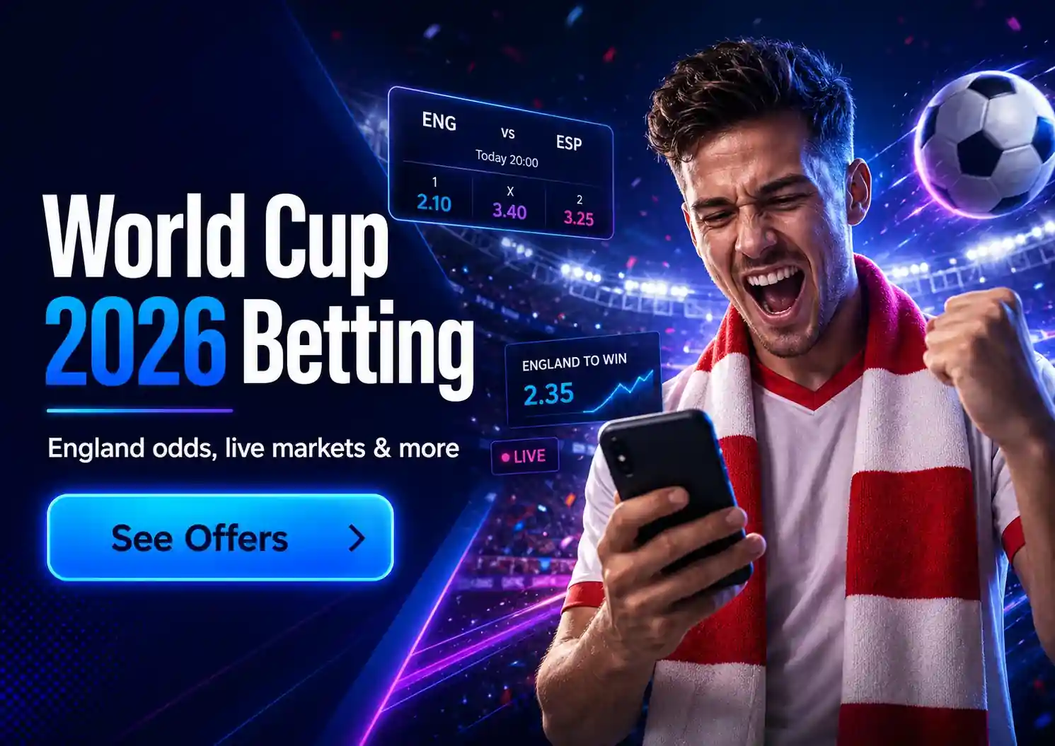 Football fan excited about World Cup 2026 betting odds