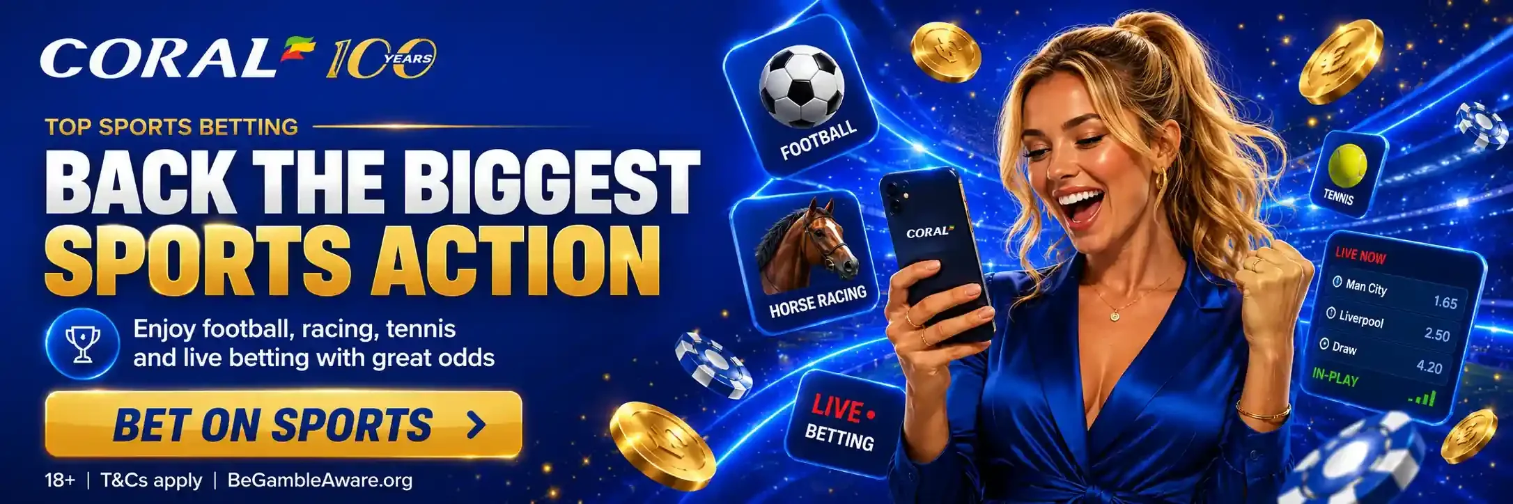 Woman placing bets on football, horse racing, tennis
